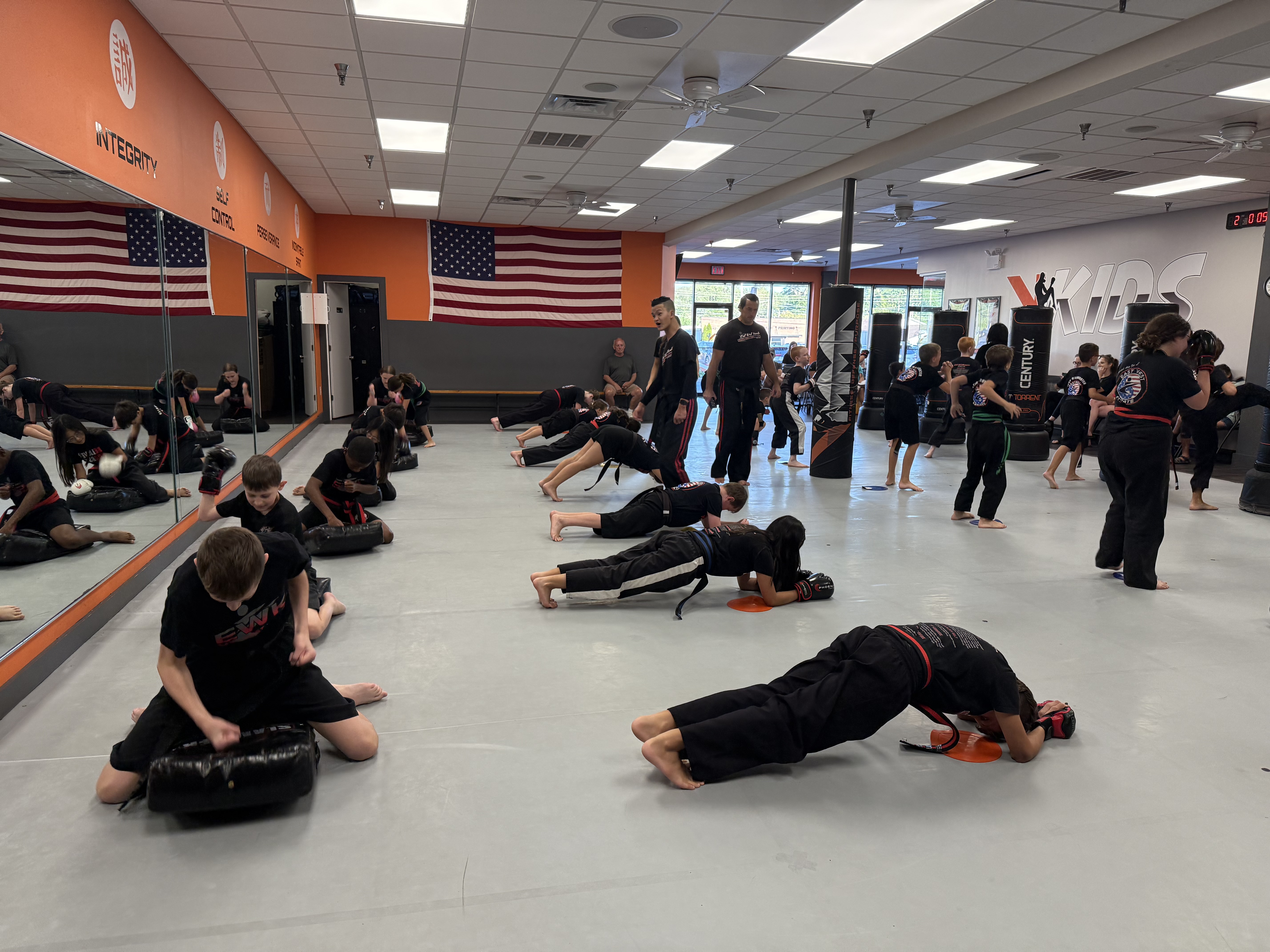 Kids martial arts class at East West Karate Doylestown